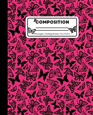 Read online Composition: College Ruled Writing Notebook, Hot Pink Butterfly Pattern Blank Lined Book -  file in PDF